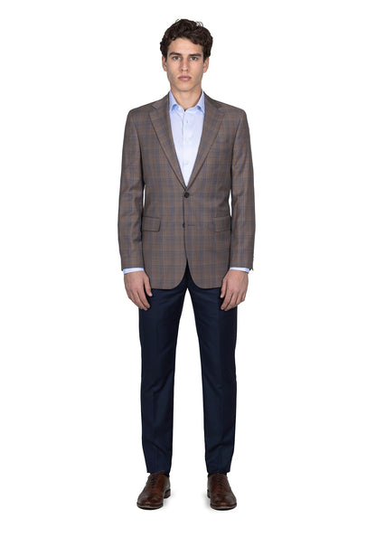 Tan And Blue Plaid Blazer 1