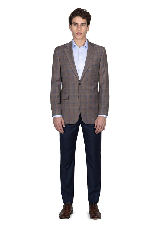 Tan And Blue Plaid Blazer 1
