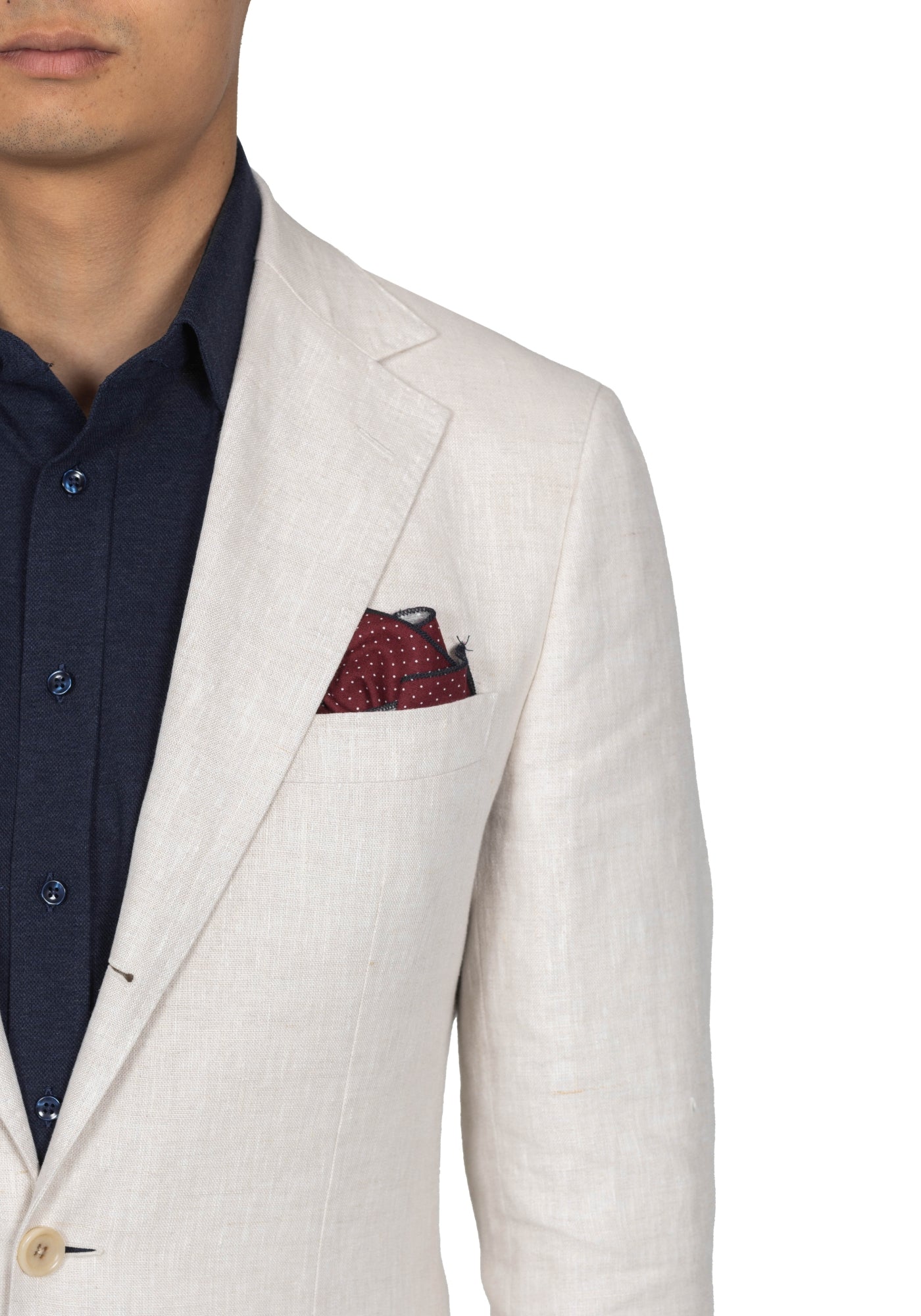 Beige Linen Sharkskin Blazer