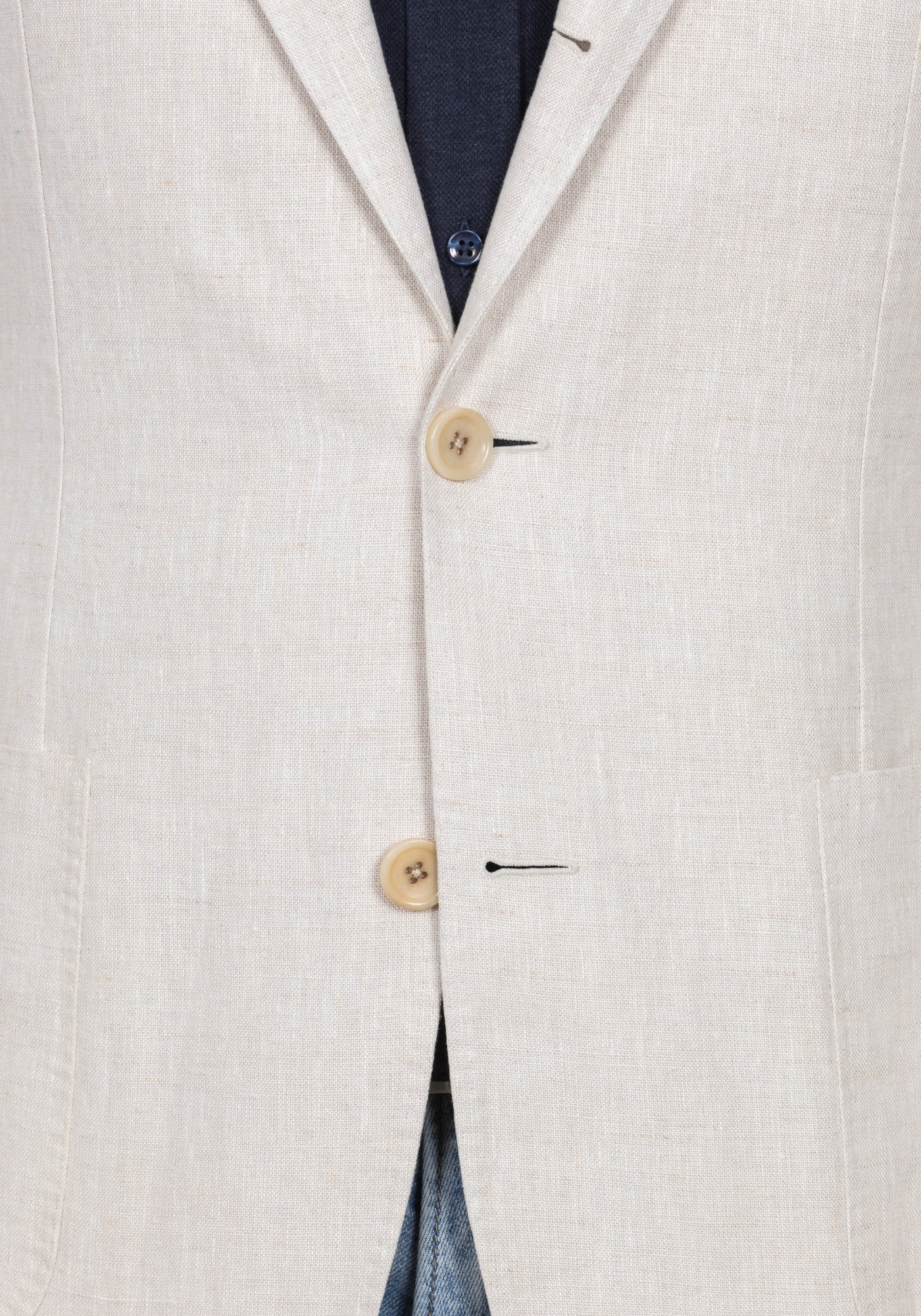Beige Linen Sharkskin Blazer
