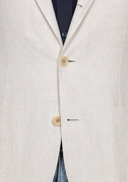 Beige Linen Sharkskin Blazer