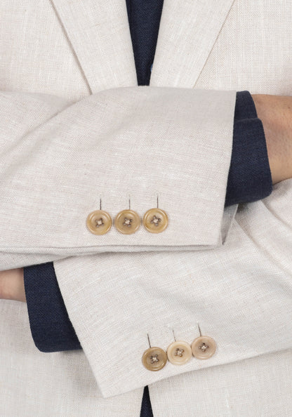Beige Linen Sharkskin Blazer
