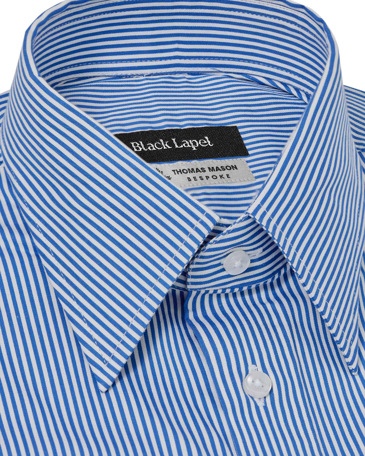 Thomas Mason Stretch Bar Stripe Custom Dress Shirt – Black Lapel