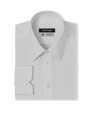 black and white dress shirt Thomas Mason Stretch White Poplin Custom Dress Shirt – Black Lapel