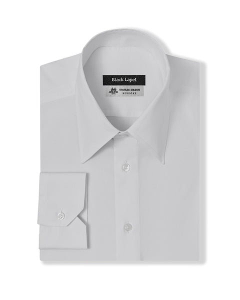 Thomas Mason Stretch White Poplin Custom Dress Shirt – Black Lapel
