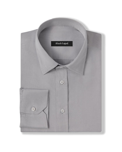 Easy-Care Light Grey Fine Twill Dress Shirt 1