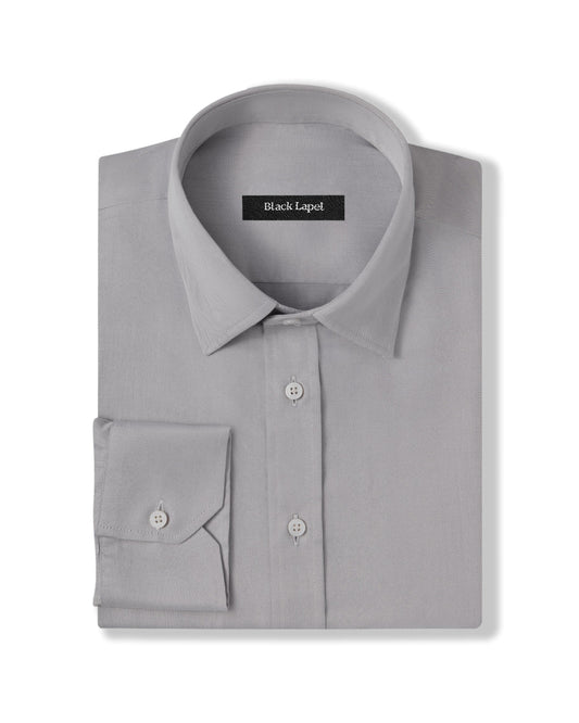 Easy-Care Light Grey Fine Twill Dress Shirt 1