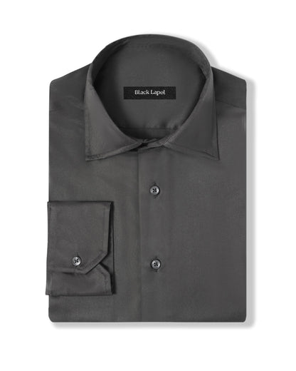 Easy-Care Black Fine Twill Dress Shirt 1