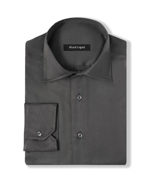 Easy-Care Black Fine Twill Dress Shirt 1