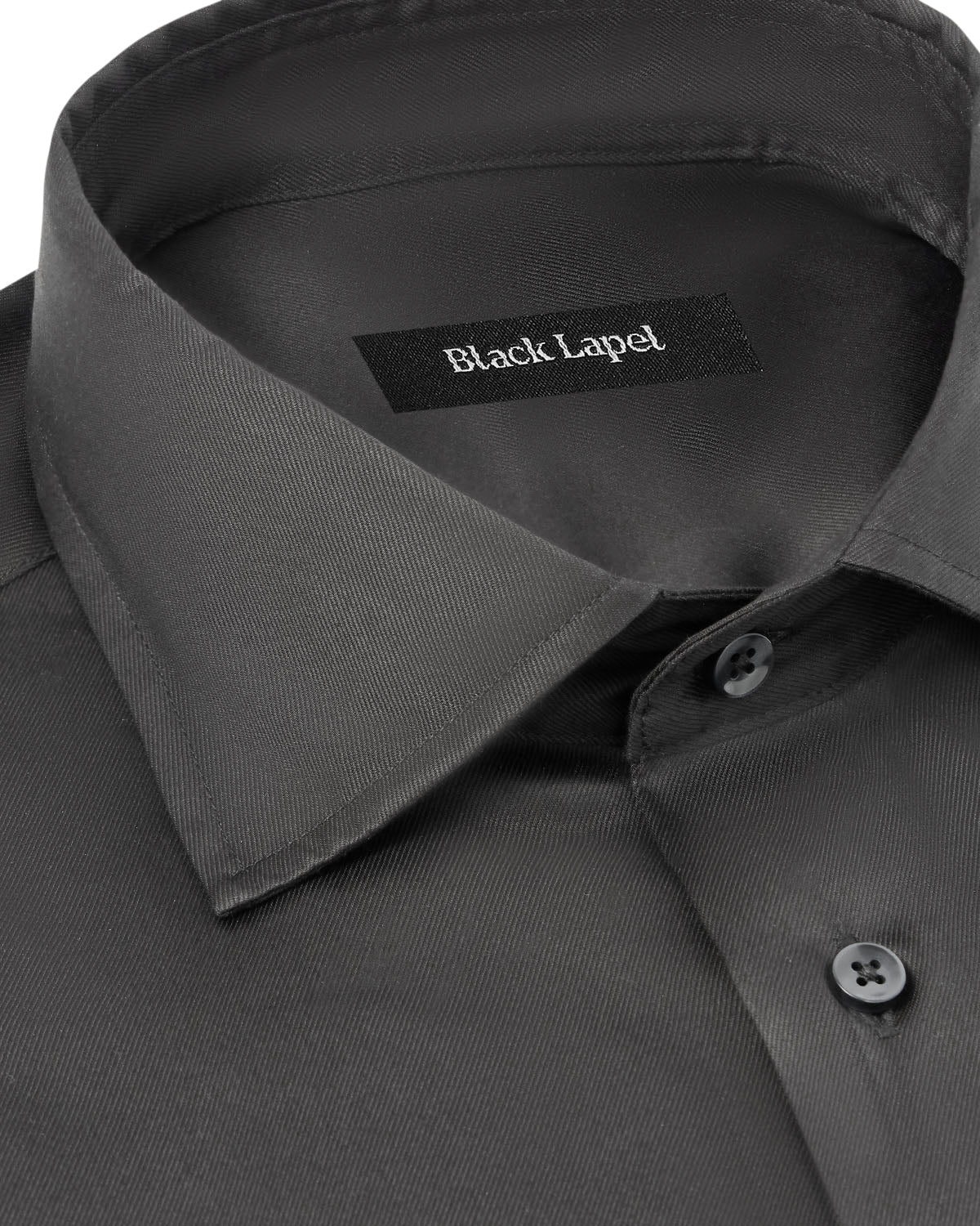 Easy-Care Black Fine Twill Custom Dress Shirt
