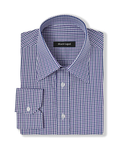 Purple and Navy Tattersall Dress Shirt 1