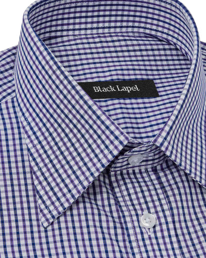 Purple and Navy Tattersall Dress Shirt 2