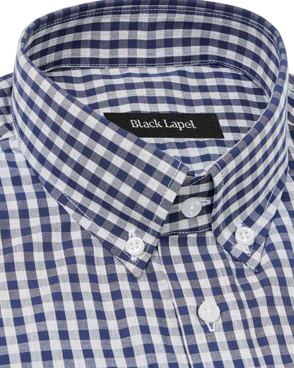 Navy Melange Gingham Casual Shirt 2