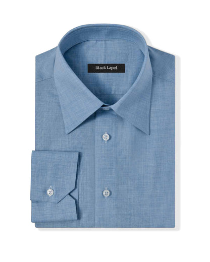 Light Blue Melange Poplin Dress Shirt 1