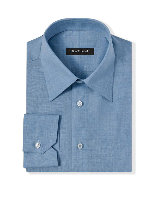 Light Blue Melange Poplin Dress Shirt 1