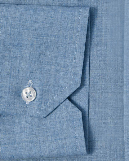 Light Blue Melange Poplin Dress Shirt 3
