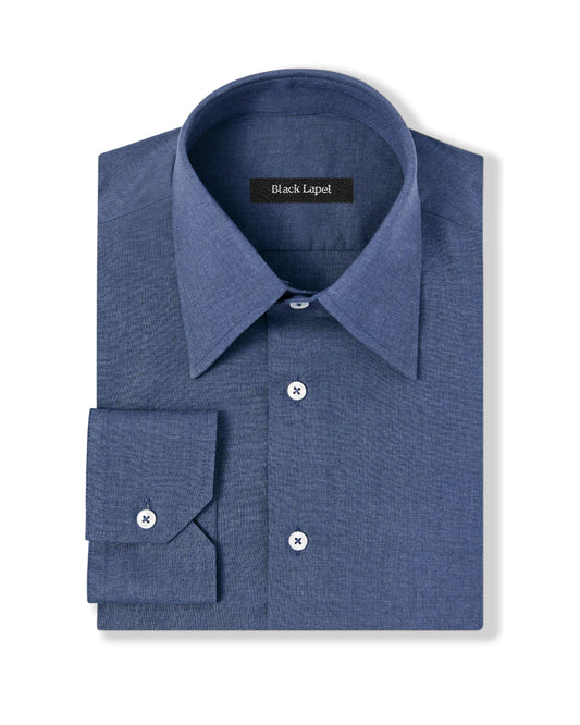 Dark Blue Melange Polin Dress Shirt 1