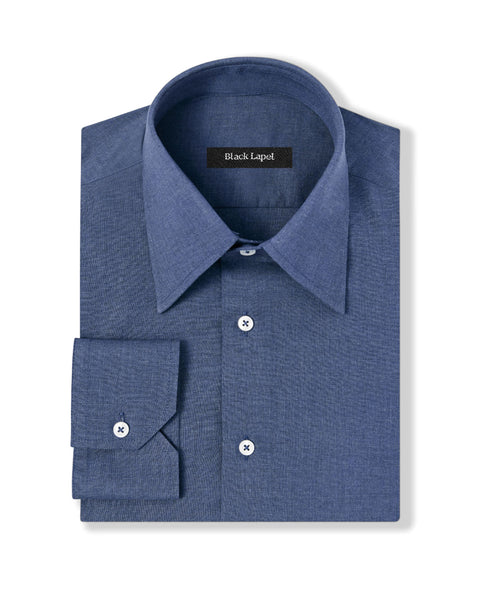 Dark Blue Melange Polin Custom Dress Shirt