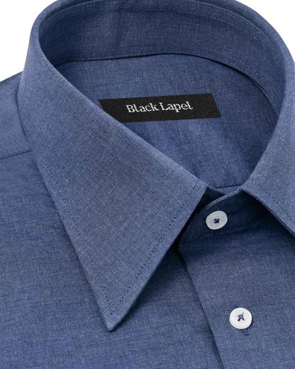 Dark Blue Melange Polin Dress Shirt 2