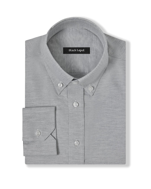 Light Grey Casual Pinpoint Dress Shirt 1