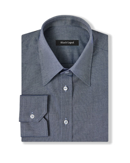 Indigo Blue Casual Pinpoint Dress Shirt 1
