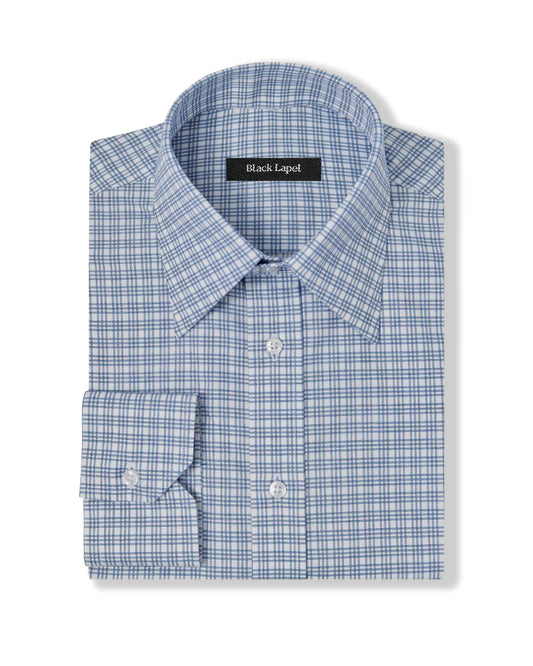 Blue Triple Windowpane Dress Shirt 1