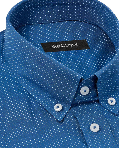 Navy with White Dots Dress Shirt 2