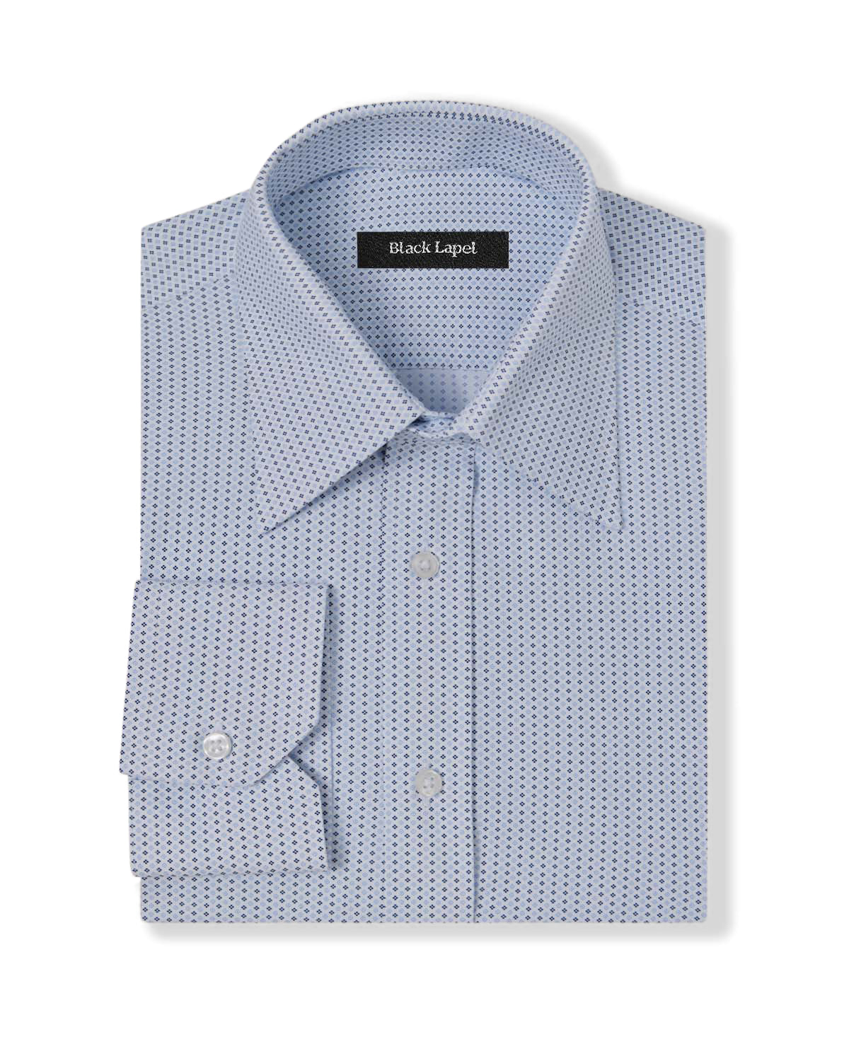 Ultra Comfort Blue Printed Italian Custom Dress Shirt – Black Lapel