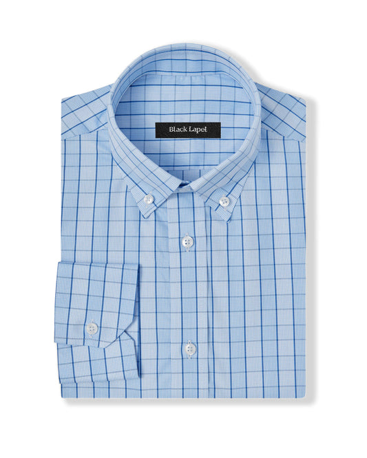 Portugese Blue on Blue Check Dress Shirt 1