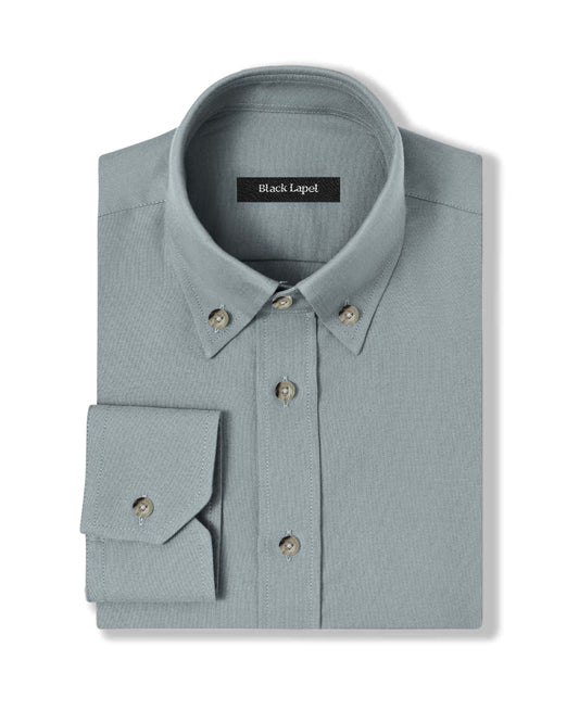 Green Brushed Oxford Dress Shirt 1