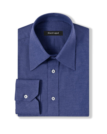 Natural Stretch Dark Blue Brushed Twill Custom Dress Shirt Natural Stretch Dark Blue Brushed Twill Custom Dress Shirt