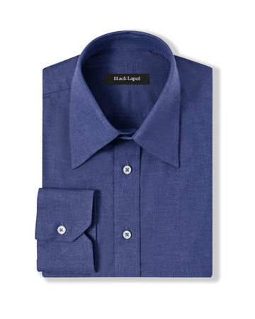navy blue dress shirt mens Natural Stretch Dark Blue Brushed Twill Custom Dress Shirt – Black Lapel