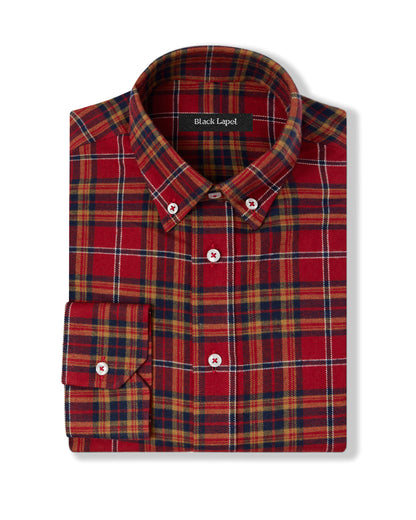 Burgundy Plaid Flannel Custom Dress Shirt
