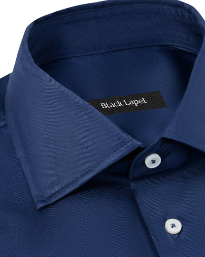 Easy-Care Navy Twill Custom Dress Shirt Easy-Care Navy Twill Custom Dress Shirt