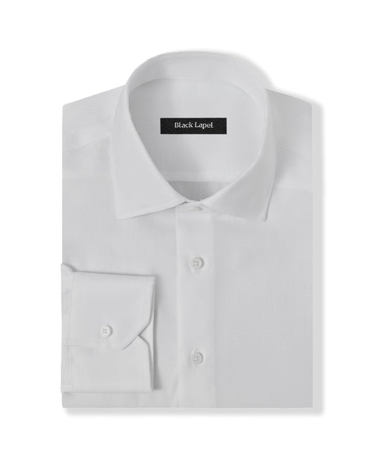 Easy-Care White Herringbone Dress Shirt 1