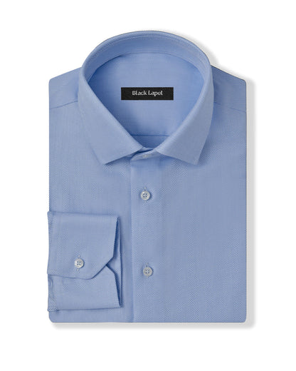 Easy-Care Light Blue Herringbone Dress Shirt 1