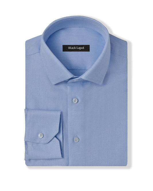 Easy-Care Light Blue Herringbone Dress Shirt 1