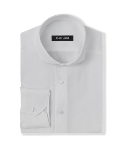 Easy-Care White Herringbone Dot Dress Shirt