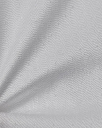 Easy-Care White Herringbone Dot Dress Shirt 4