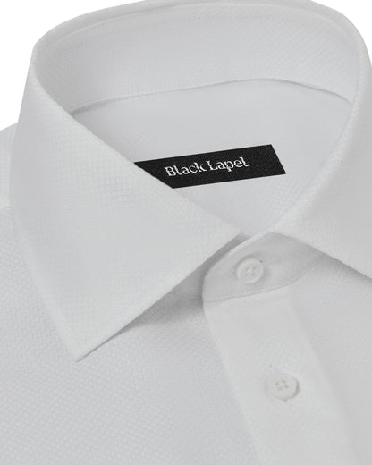 Natural Stretch White Diamond Weave Dress Shirt 2