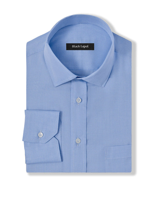 Light Blue Mini Houndstooth Dress Shirt 1