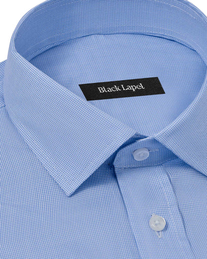 Light Blue Mini Houndstooth Dress Shirt 2