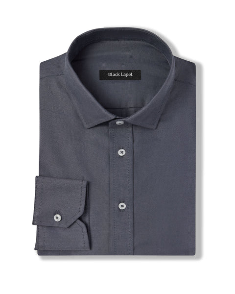 dark grey dress shirt Charcoal Non-Iron Custom Fit Fits trimmer in smaller sizes and fuller in larger sizes Black n Bianco Boys' Signature