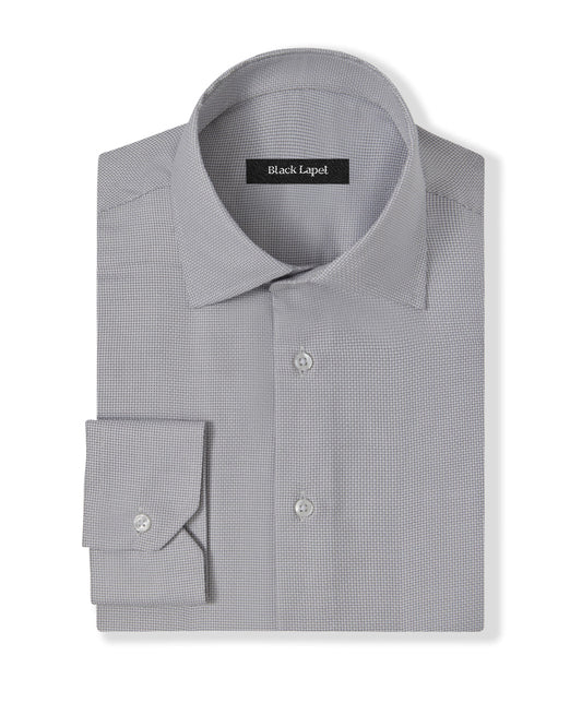 Easy-Care Grey Plain Weave Dress Shirt 1