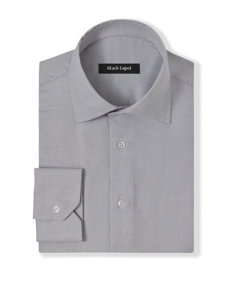 Easy-Care Grey Plain Weave Custom Dress Shirt Easy-Care Grey Plain Weave Custom Dress Shirt