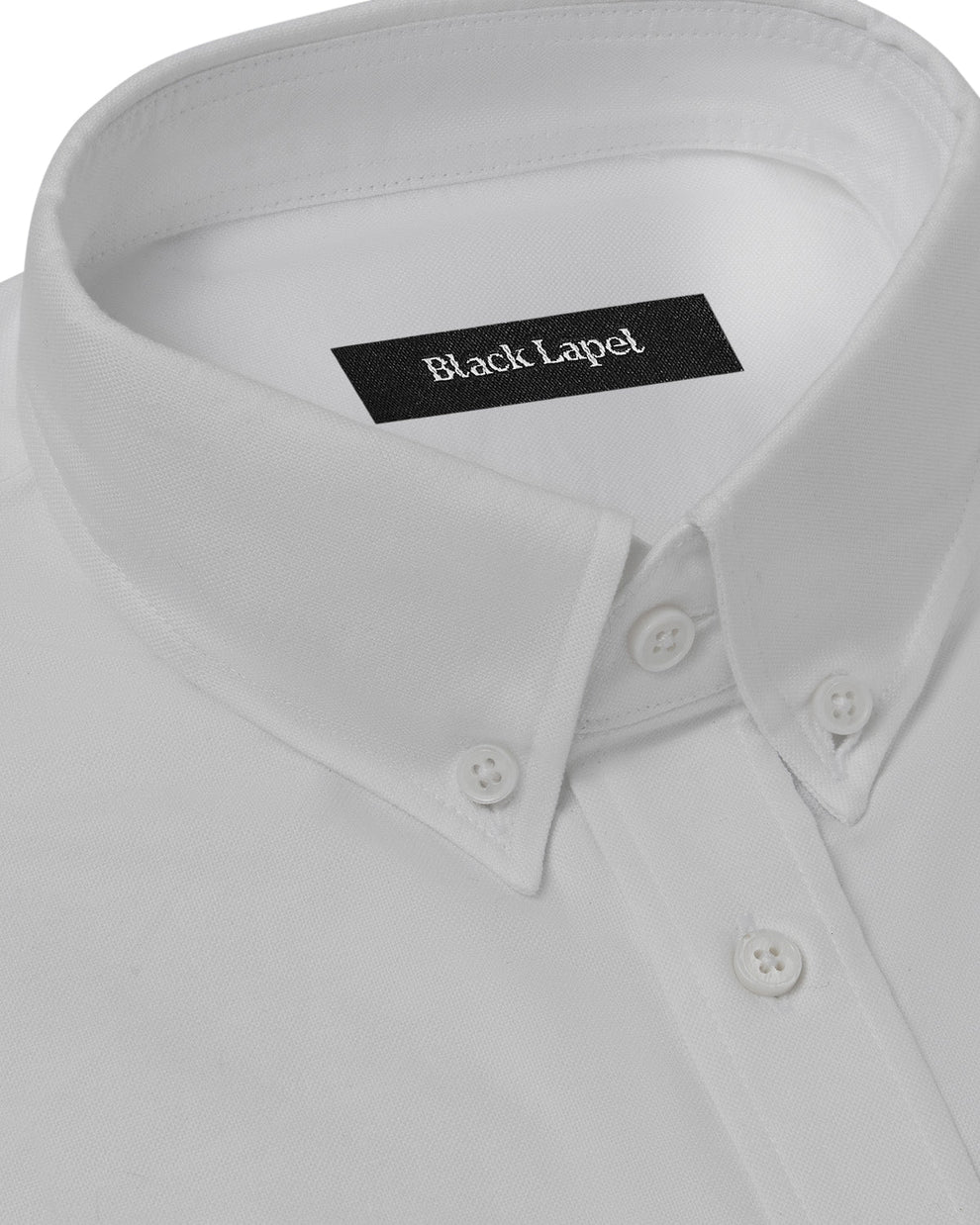 Campus White Oxford Custom Dress Shirt – Black Lapel