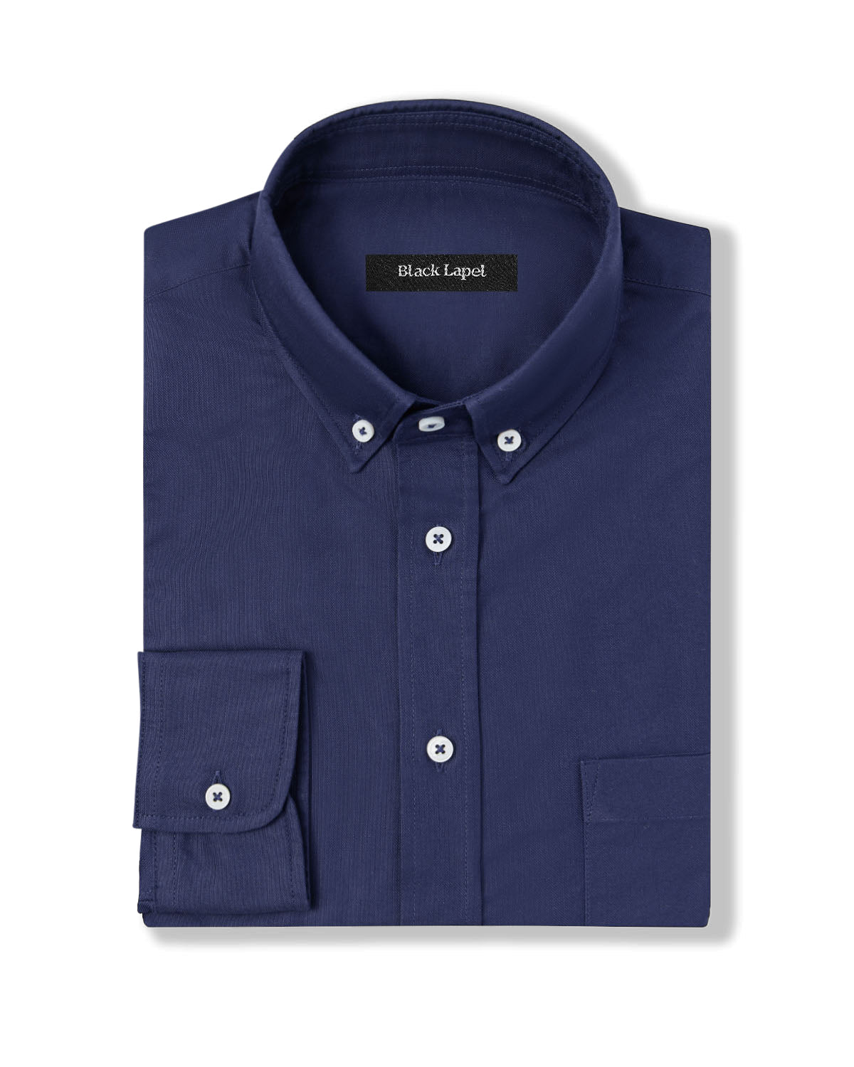 Campus Navy Oxford Custom Dress Shirt – Black Lapel