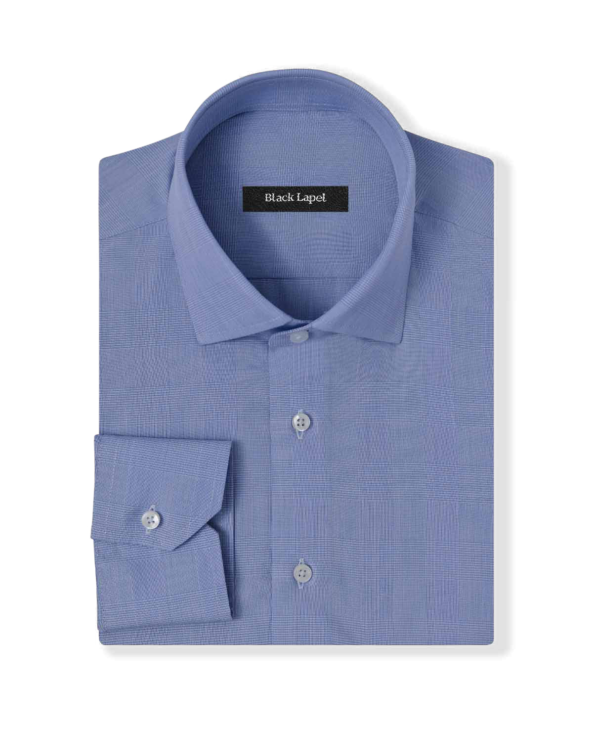 Cornerstone Blue Prince of Wales Check Custom Dress Shirt – Black Lapel