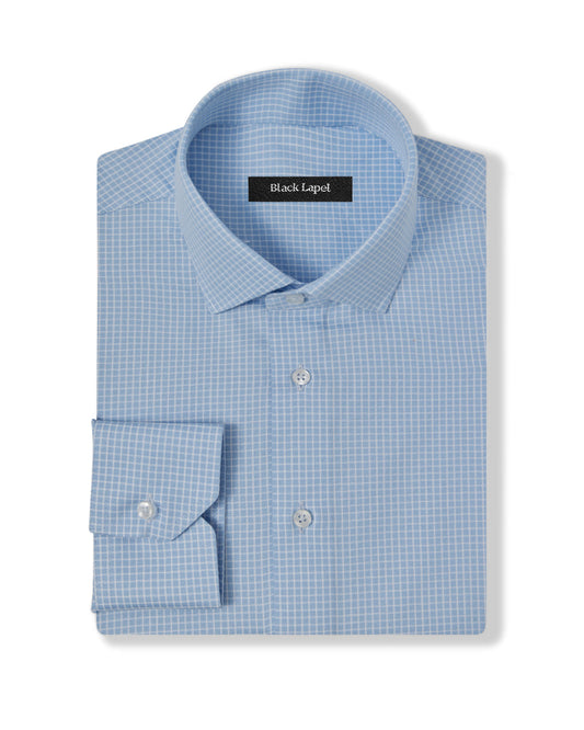 Cornerstone Sky Blue Graph Check Dress Shirt 1