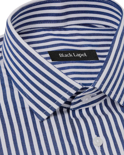 Cornerstone Dark Blue Bengal Stripe Dress Shirt 2